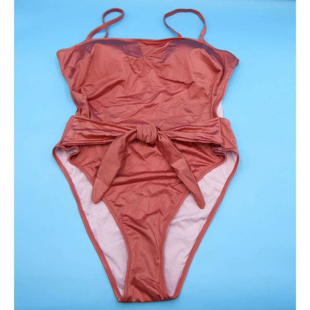 Victorias Secret XXL Rose Gold Covered Padded One Piece Tie Swimsuit Beach Women